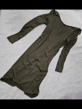 SHEIN Olive Green Long Sleeve Bodycon Dress